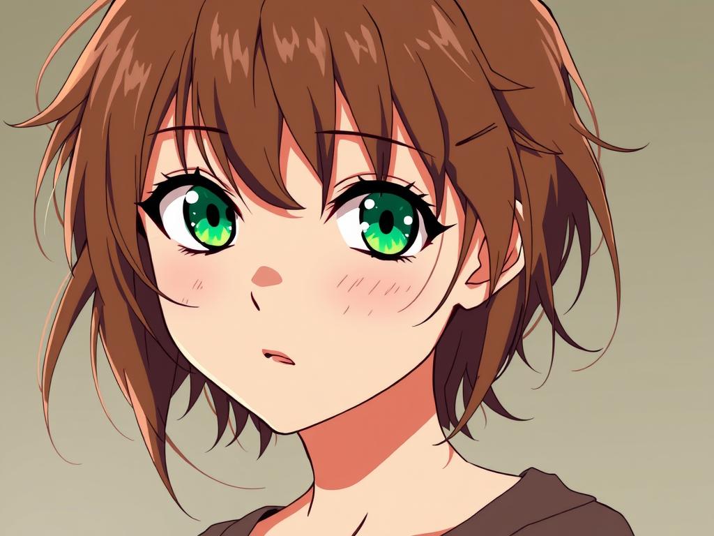 (cute Anime Girl Sitting At A Computer Desk Daydreaming Wearing Headphones)(adorable Colorful Whimsical