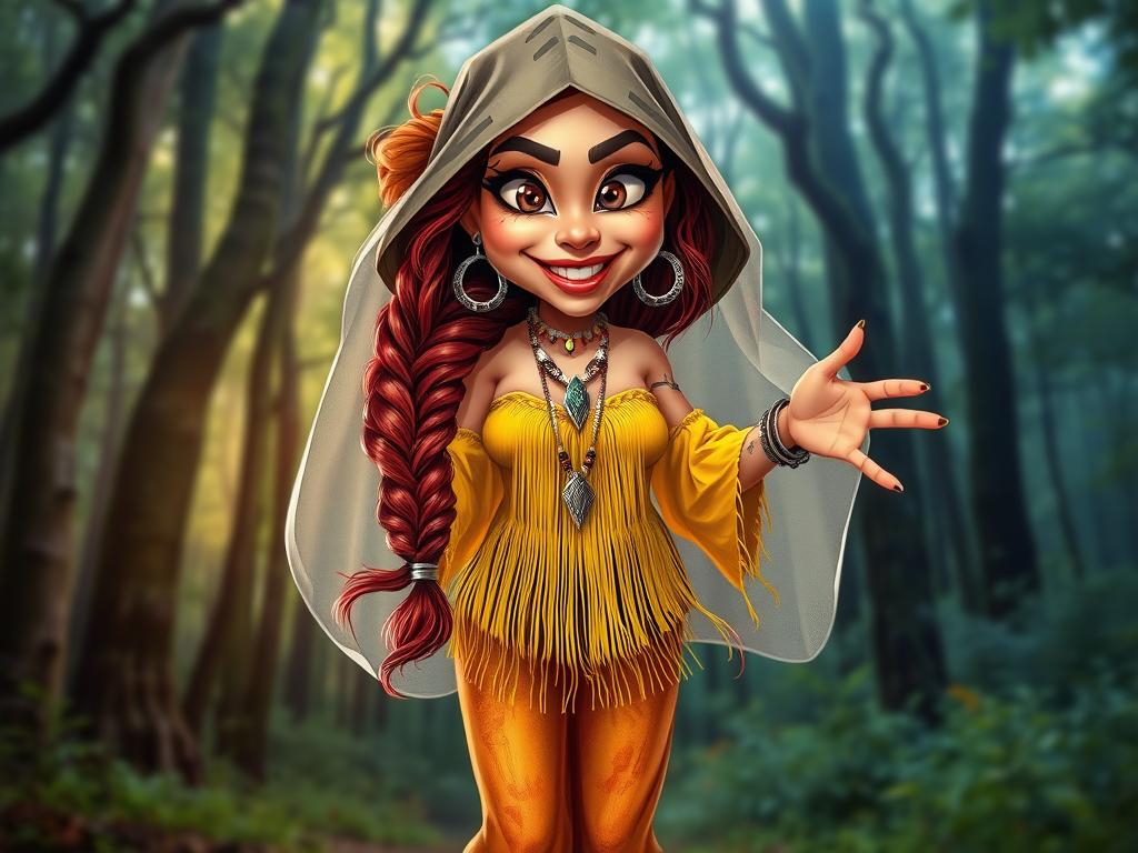 Smiling Attractive Middle-aged Black Woman Short Thin  Petite Big Eyes And With Long Dark Brown