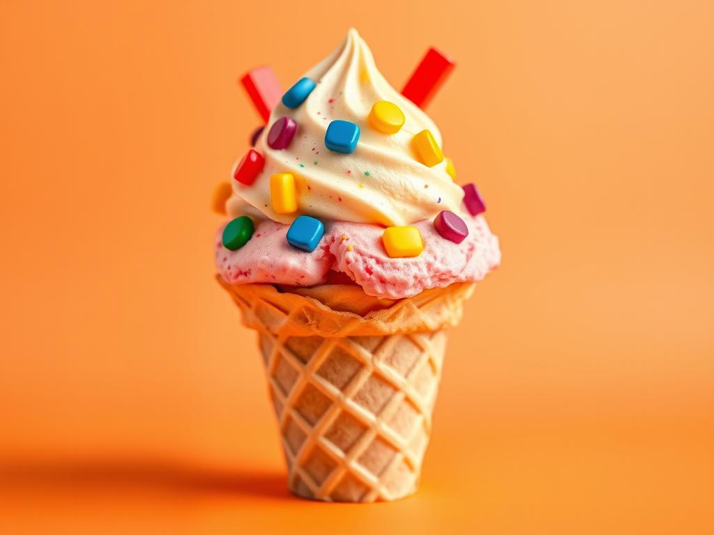 A Mature Caucasian Woman In Ecstasy While Eating An Ice Cream Cone