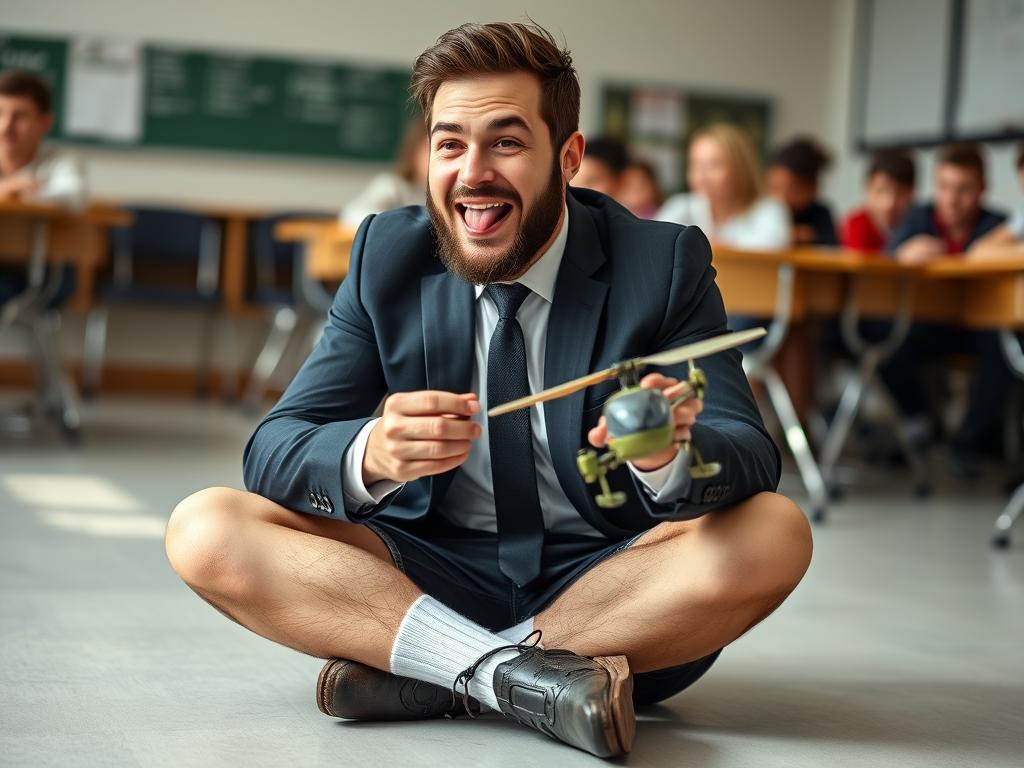 Realistic Girl Sitting On Next To Table Only With Rubberboots